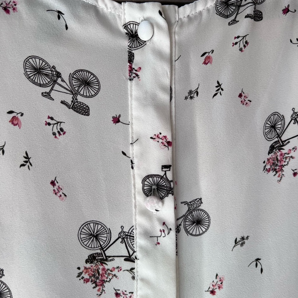 White Bicycle Print Blouse - Picture 5 of 7